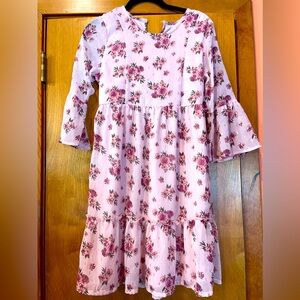 Wonder Nation Girls Pink Floral Chiffon Mini Dress Size L 👗